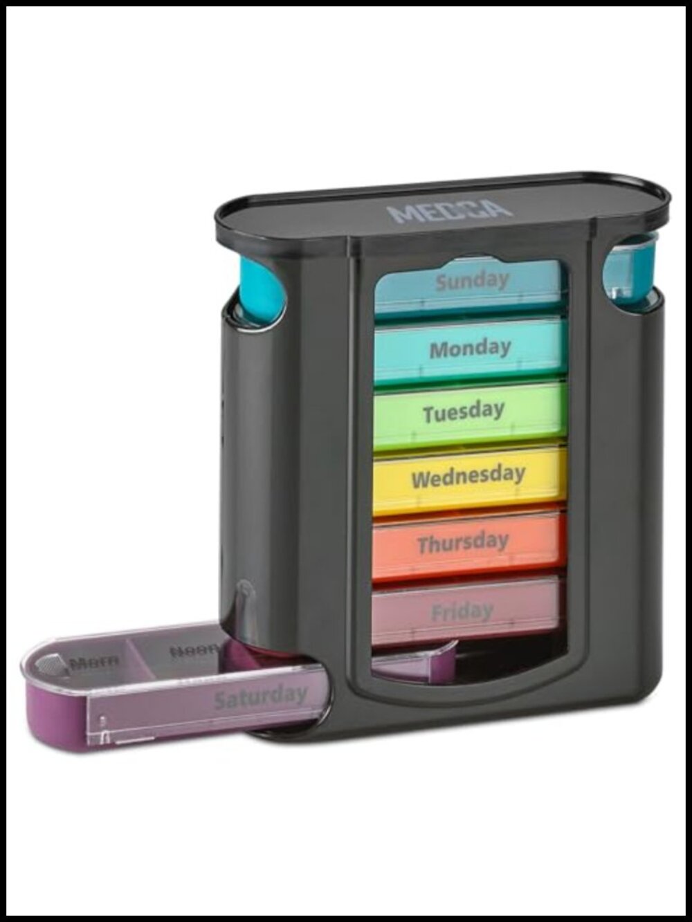 Weekly Pill Organizer Stackable 7 Compartment 4 Times Daily Travel Case